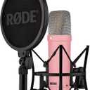 RDE NT1 Signature Series Large-Diaphragm Condenser Microphone with Shock Mount, Pop Filter and XLR Cable for Music Production, Vocal Recording, Streaming and Podcasting (Pink)
