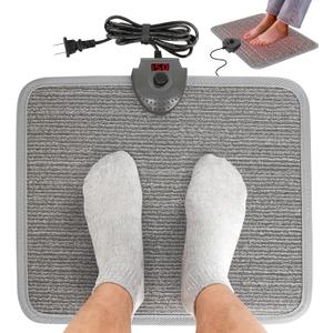 Hodeamy Heated Floor Mat Under Desk for Foot Warmer - Wider Electric Space Heaters 110V Adjustable Temperature Heating Pad - Carbon Crystal & Energy Saving Feet Warmers for Office,Home (Carpet Grain) (Gray)