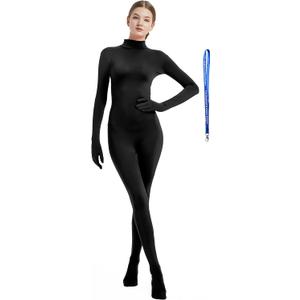 Full Bodysuit Include Zipper Helper Womens Costume Without Hood Spandex Zentai Unitard Body Suit (Medium, Black)