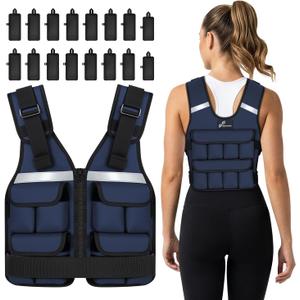 Sportneer Adjustable Weighted Vest Weights: 2lb-30 lbs Washable Weight Vest for Walking 16 In 1 Fast Adjust Rucking Vest for Women and Men Home Gym Running Jogging Strength Training Vests