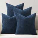 MIULEE Couch Throw Pillow Covers 18x18 Inch Set of 4 Blue Soft Chenille Pillowcases Farmhouse Boho Cushion Shams for Modern Home Decor Sofa Living Room Bed (18" x 18" (Pack of 4))