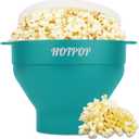 The Original Hotpop Microwave Popcorn Bowl Popper, Silicone Popcorn Maker, Collapsible Bowl and Dishwasher Safe (Cyan) (8x2.25)