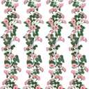 4 Pack 24 FT Artificial Flower Garland, Fake Pink Rose Vines Silk Flowers Hanging Floral Vines Garland for Wedding Arch Bedroom Home Wall Backdrop Room Decor (Pink)