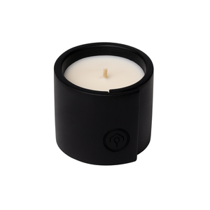 Minimalist Black Tealight Candle Holder with White Wax Candle – Decorative Modern Design with Center Split Detail – Ideal for Home, Spa, or Gift Use