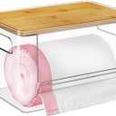 Trash Bag Holder, Acrylic Garbage Bag Dispenser with Bamboo Top, Extra Large Trash Bags Dispenser Under Sink for Kitchen, Pantry, Laundry Room, Cabinet Organizer and Storage (1 PACK)