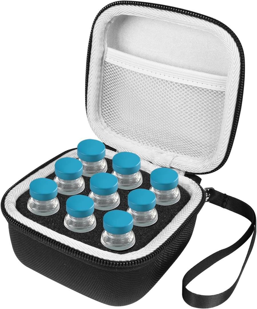 9-Slots Insulin Vial Case Holder for Refrigerator, Insulin Fridge Holder Vial Cooler Travel Case Organizer Fits Standard 10ml U-101 Vials, Snug & Safe Vial Storage with Mesh Bag (Black&Grey)