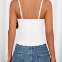 ZESICA Women's Sleeveless Lace Camisole Tops Summer 2026 Spaghetti Strap Tank Top Y2k Sexy Going Out Trendy Shirts (White)