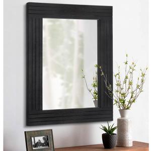 Black Vintage Rustic Wood Framed Wall Mirror Farmhouse Rectanglular Antique Decor Hanging Mirror for Bathroom Bedroom Living Room Entryway Large 20"x16"