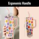 40 oz Leak-Proof Stainless Steel Insulated Tumbler with Smiley Face - Dual Drinking Lid & Portable Handle for Hot or Cold Drinks