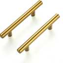 Ravinte 35 Pack 5 Inch Cabinet Pulls Brushed Brass Stainless Steel Kitchen Drawer Pulls Cabinet Handles 5Length, 3 Hole Center