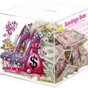 Yinkin 10k Smash Box Saving Challenge Clear Acrylic Smash Box for Money 10k Piggy Bank for Adults Woman Break to Open Cash Vault Cash Coin Collection(Fashion Style)