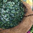 HyeFlora Artificial Hanging Flowers Faux Plants Basket for Outdoors Spring Decor, Fake Silk Morning Glory with Eucalyptus in Planter UV Resistant Outdoor Flowers for Outside Porch Patio Garden Home
