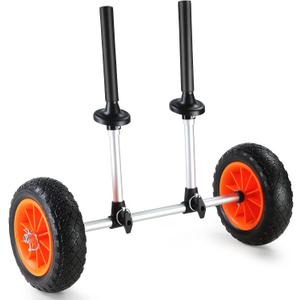 VEVOR Kayak Cart, 280lbs Load Capacity with 10 Inch Solid Tires, Heavy Duty Detachable Canoe Trolley Cart with Adjustable Width & Top Foam Protection, for Kayaks with Drain Holes of 2.54cm and Above