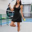 NIASHOT Athletic Dress for Women Adjustable Strap V Neck Built in Shorts with Pockets Tennis Golf Pickleball (Black, M)