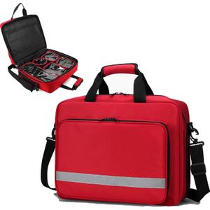 First Aid Bag Empty Medical Bag Medicine Bag First Responder Bag Trauma Backpack Emergency bag with 5 transparent visible pouches for Home Traveling Nurses (Red)