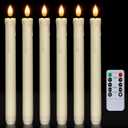Homemory 6 Pcs Flameless Taper Candles with Remote, Timer, Dimmer, Ivory Battery Operated CandleSticks with Flickering Light, Plastic Led Window Candles, 9.6 Inches for Halloween Christmas Decoration