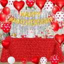 Happy Anniversary Decorations - 118PCS Anniversary Party Decorations Kit with 16" Happy Anniversary Letter Balloons 1000PCS Red Silk Rose Petals, Balloon Arch Garland, Red Heart Balloons