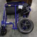 Drive Medical Lightweight Expedition Folding Transport Wheelchair with Hand Brakes - Portable Support - Large Rear Wheels - Compact Folding - Comfortable Design - Blue