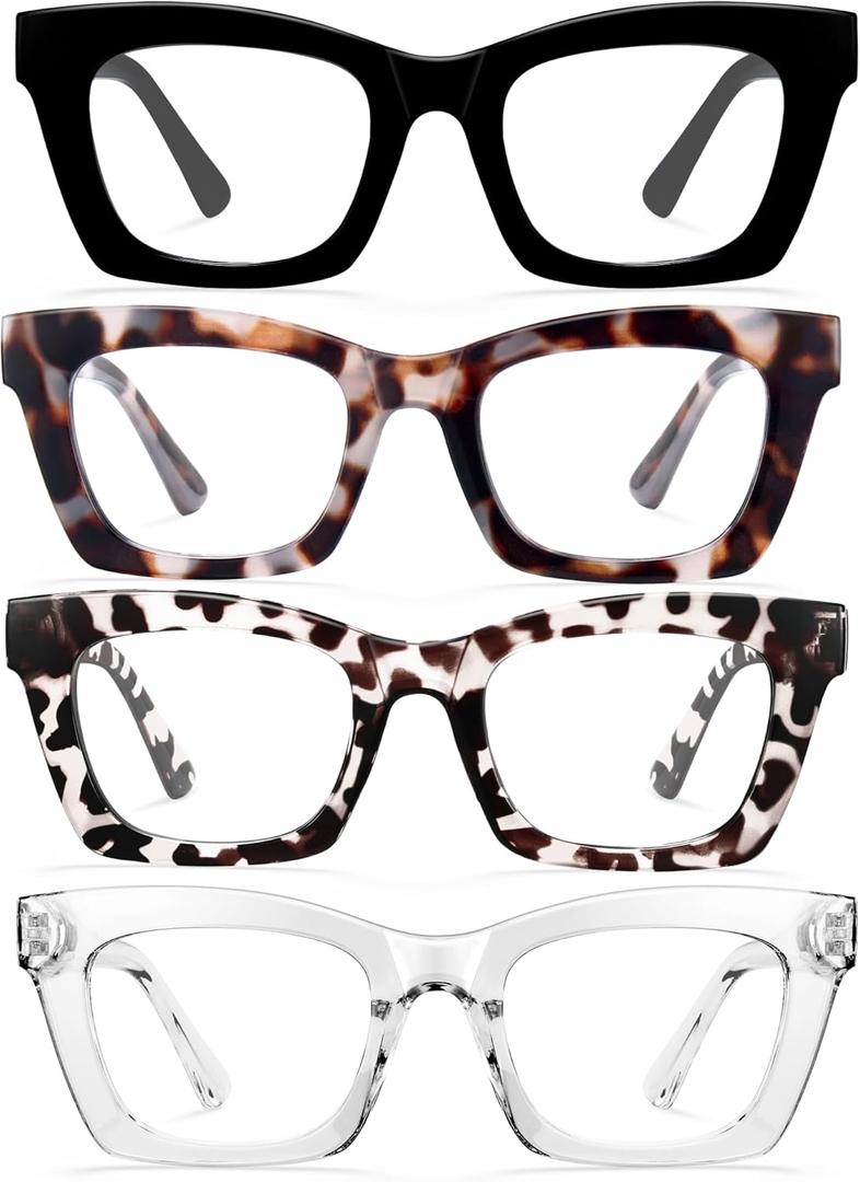 CCVOO +1.5 Oprah Style Reading Glasses for Women, Eyeglasses, Blue Light Readers for Women, Computer Eye Glasses, Cheaters
 (Black + Leopard + Tortoiseshell+ Clear)
