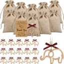Thyle 24 Sets Friendship Elephant Ornaments Wooden Christmas Friendship Ornament with Story Cards Sisterhood Elephant Gifts for Women Tribe with Gift Bags for Xmas Best Friends Birthday Gifts(Rustic)