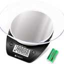 Etekcity 0.1g Food Scale, Bowl, Digital Grams and Ounces for Weight Loss, Dieting, Baking, Cooking, and Meal Prep, 11lb/5kg, Stainless Steel Black