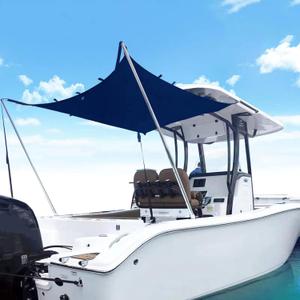 Boat T-Top Sun Shade Kit Boat Canopy, Boat Cover with Stainless Steel Telescopic Rod Foldable, UV-Proof 1200D High-Tech Polyester Fiber, Anti-Ultraviolet Dark Blue(82"82"59")