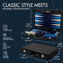 Pointworks 19 Inch Premium Backgammon Sets for Adults Leather Black - Blue. Premium 1.6 Inch Checkers & Dice Set, Travel Backgammon Set, Large, Backgammon Board Game, Backgammon Game Set, 19 inches x 25 inches