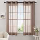 MIULEE Solid Color Sheer Curtains 63 Inches Long 2 Panels Set - Elegant Lightweight Grommet Light Filtering Window Voile Panels/Drapes/Treatment for Bedroom Living Room W42 x L63 Inch, Chocolate