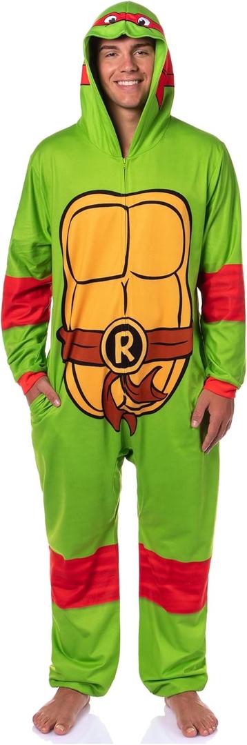 INTIMO Teenage Mutant Ninja Turtles Mens' Hooded Union Suit Costume Sleep Pajama For Adults (Green, XXL/3XL)