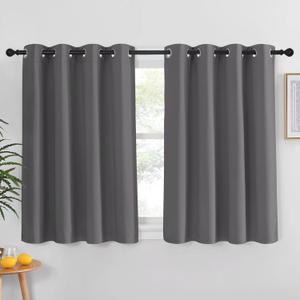 NICETOWN Bedroom Blackout Curtain Panel Window Treatment Thermal Insulated Solid Grommet Blackout For Living Room (1 Panel, 52 By 54 Inches, Grey)