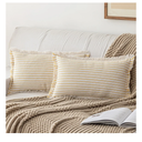 YEENAASY Throw Pillow Covers 12x20 Set of 2 Striped Fringe Pillow Cover Farmhouse Cushion Covers with Tassel Neutral Boho Pillows Decorative Square Pillowcase for Couch Sofa Bed, Yellow