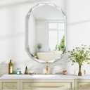 Wall Mounted Bathroom Vanity Mirror, 24"x36" Single Beveled Edge Frameless Rounded Rectangle Mirror, Large Bathroom Mirrors for Over Sink, Living Room, Entryway, Hang Horizontally & Vertically