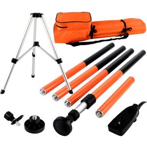 KEZERS Laser Level Pole with Tripod,12Ft./3.7M Telescoping Pole for Laser Levels,1/4-20 Laser Mount for Rotary and Line Laser Level,Adjustable Pole and Tripod with 5/8-11 Threaded Adapter-FLP370B