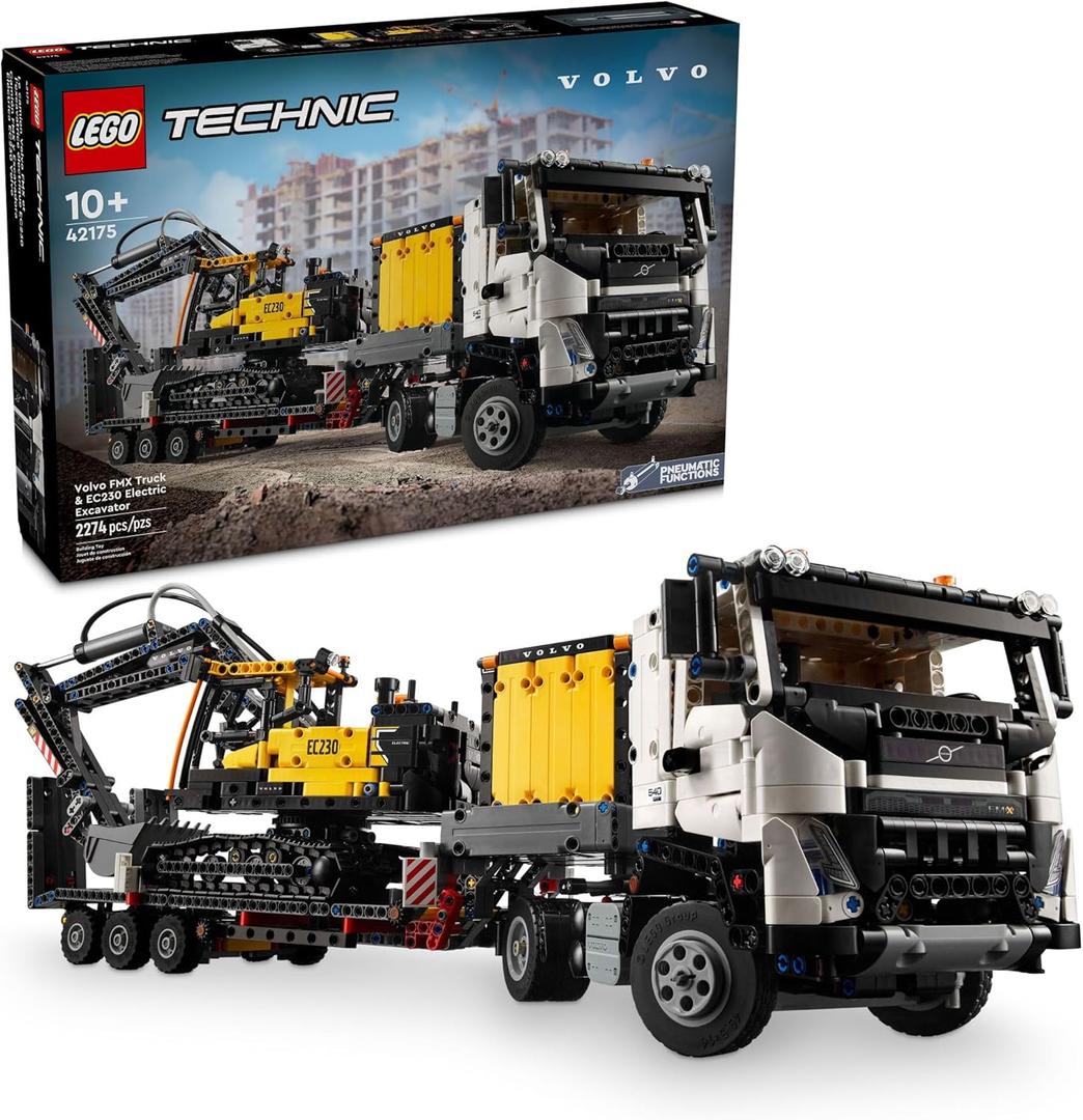 LEGO Technic Volvo FMX Truck & EC230 Electric Excavator Building Toy, Volvo Truck Toy with 2 Model Vehicles, Great Gift for Boys and Girls Ages 10 and Up Who Love Heavy Duty Construction Models, 42175