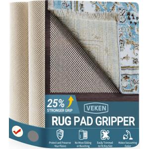 Veken Non Slip Rug Pad Gripper for Hardwood Floors, Strong Grip 6x9 Ft Rug Pads for Area Rugs, Thick Rug Grippers for Tile Floors, Under Carpet Anti Skid Mat, with Over 99 Pcs Anti-Slip Pattern