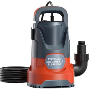 Sump Pump Submersible 1HP 3700GPH Utility Water Pump Portable Transfer Electric Water Sump Pumps with 8 Accessories for Swimming Pool Draining Hot Tub Pond Basement