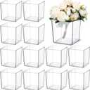 Tioncy 12 Pcs Clear Square Vase 5'' x 5'' Acrylic Flower Plastic Vases for Centerpieces Acrylic Cube Plastic Container Bulk Succulent Pots Planters for Plant Wedding Home Office Floral Decor