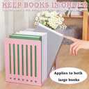 4 Pcs 10 Inch Heavy Duty Bookends Non-Skid Base, Pink