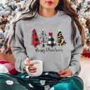 ASTANFY Merry Christmas Sweatshirt for Women Drop Shoulder Long Sleeve Christmas Tree Pullover Lightweight Shirt (M)