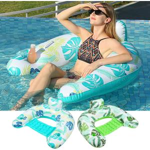 Pool Floats Pack of 2 Inflatable Pool Float Chairs with Cupholders Handles and Ergonomic Headrest - Ideal for Pool Parties Lakes and Rivers - Relaxing Summer Water Fun for Adults