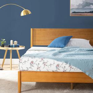 ZINUS Allen Mid Century Wood Platform Bed Frame, Solid Wood Foundation, Wood Slat Support, No Box Spring Needed, Easy Assembly, Queen (Brown)