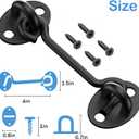 2 Pack Barn Door Latch Lock 3" Black Hook and Eye Latch with Screws, Rust-Resistant Metal Gate Latch for Window, Cabin Hooks, Sliding Door, Bathroom, Bedroom