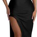 Memoriesea Women's Sexy High Split Sleeveless Backless Party Wedding Maxi Dress (Black, S)