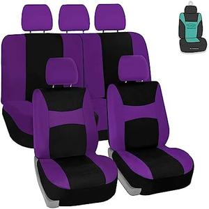 FH Group Car Seat Cover Purple Seat Cover Flat Foam Padding Cloth Full Set Automotive Seat Covers, Airbag Compatible & Split Rear Universal Fit Interior Accessories for Cars Trucks and SUV