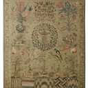 Sampler I | Woven Tapestry Wall Art Hanging | Vintage Sewing and Needlepoint Patterns Historic Reproduction | 100% Cotton USA Size 53x44