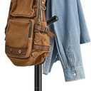 VASAGLE Solid Wood Coat Rack, Free Standing Hall Coat Tree with 8 Hooks, 3 Height Options, for Coats, Hats, Bags, Purses, for Entryway, Hallway, Rubberwood Hooks and Pole, Ink Black