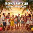 24Pcs Colorful Hawaiian Leis Bulk, Silk Flower Necklace for Luau Party, Hula Dance, Summer Beach & Pool Party Decorations, Tropical Party Favors Supplies for Adults