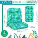 Chunful 4 Pack Tufted Back Chair Cushion Indoor Outdoor Weather Resistant Rocking Patio Chair Cushions for Indoor Outdoor Lawn Furniture(Palm Leaves)