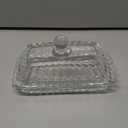 Clear Glass Butter Dish with Lid, Covered Butter Stick Holder Tray, Crystal Glass Butter Storage Container for Fridge Countertop