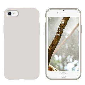 OTOFLY for iPhone SE Case 2020, iPhone 8 Case, iPhone 7 Case, [Silky and Soft Touch Series] Premium Soft Button Liquid Silicone Rubber Protective Case Compatible with iPhone 7/ 8/ SE 2020 - White Stone
